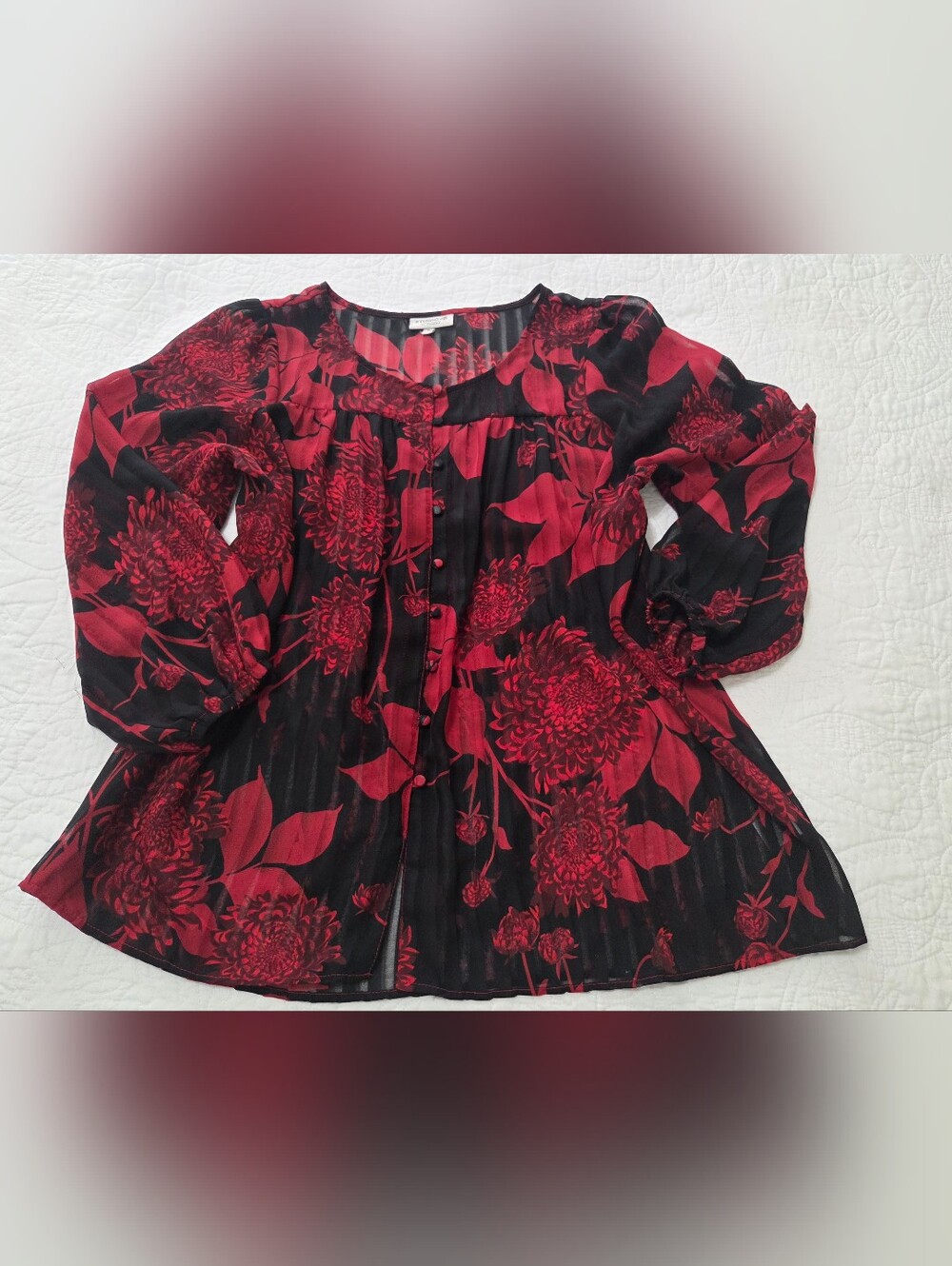 Studio B Sheer Floral Blouse.